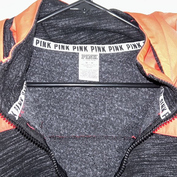 Victoria’s Secret PINK raincoat zip up hoodie gray pink size medium - Picture 4 of 7